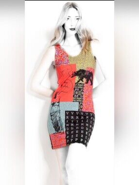 VOLT Design Ours Chinois Graphic Mini Reversible Dress, VGUC, Size L